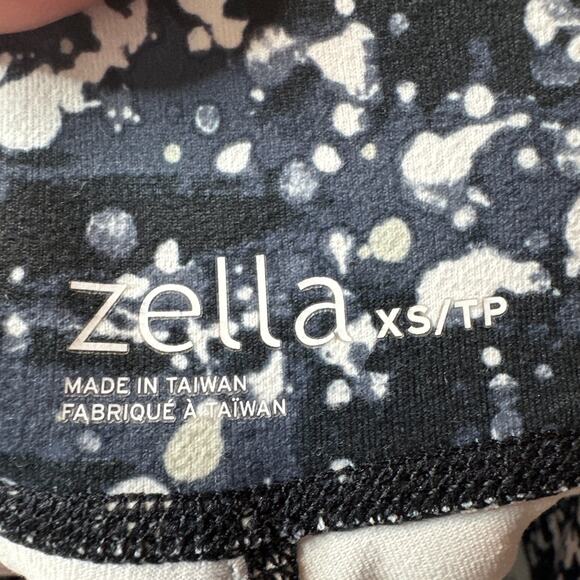 Zella Splatter Print Leggings Black/Gray Mesh Detail Pull-On Size XS - Picture 5 of 5